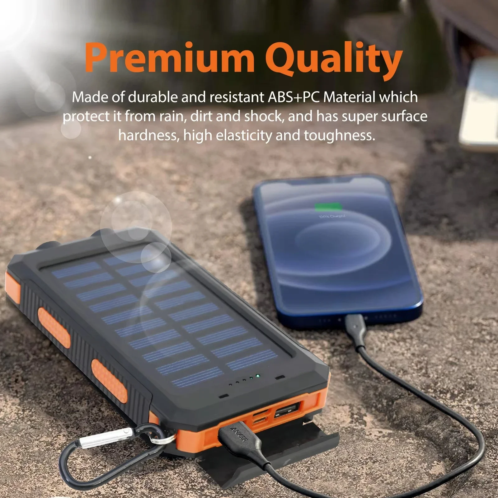 Waterproof Solar Power Bank 20 - Solar Emergency Charger recension och pris